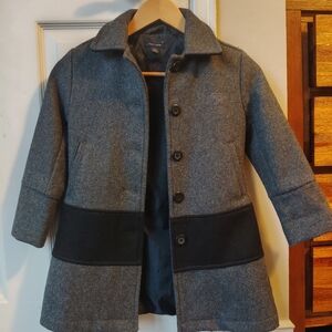Tommy Hilfiger Kid Girls' Wool Gray and Black Pea Coat